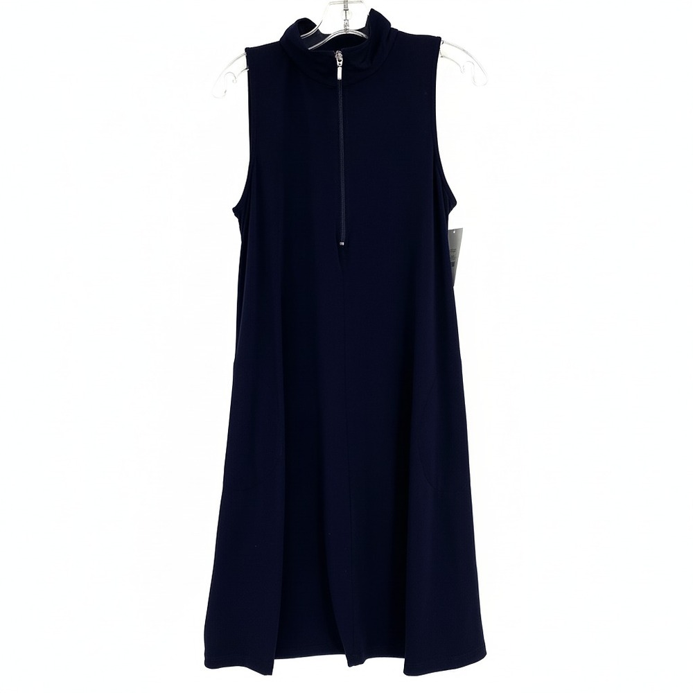 Karen Kane Navy Zip Front Sleeveless Knee-Length Dress | Size M